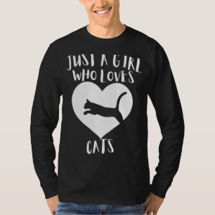 Camiseta Sólo Un Chica Que Ama A Los Gatos Negros Cute Blan