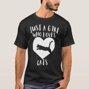 Camiseta Sólo Un Chica Que Ama A Los Gatos Negros Cute Blan