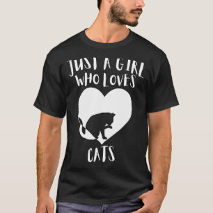 Camiseta Sólo Un Chica Que Ama A Los Gatos Negros Cute Blan