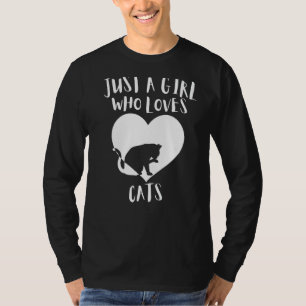 Camiseta Sólo Un Chica Que Ama A Los Gatos Negros Cute Blan