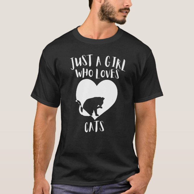 Camiseta Sólo Un Chica Que Ama A Los Gatos Negros Cute Blan (Anverso)