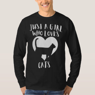 Camiseta Sólo Un Chica Que Ama A Los Gatos Negros Cute Blan