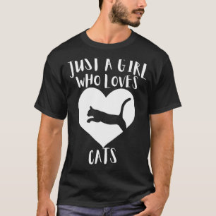 Camiseta Sólo Un Chica Que Ama A Los Gatos Negros Cute Blan