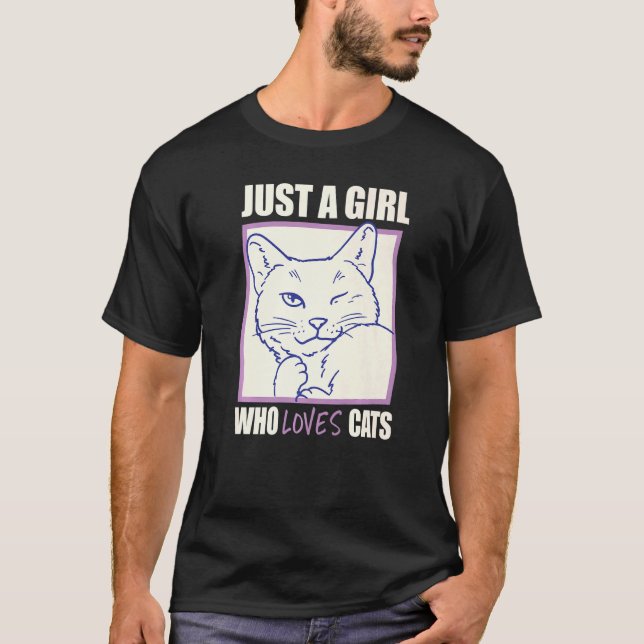 Camiseta Solo un Chica que ama a los gatos, queridos de mam (Anverso)