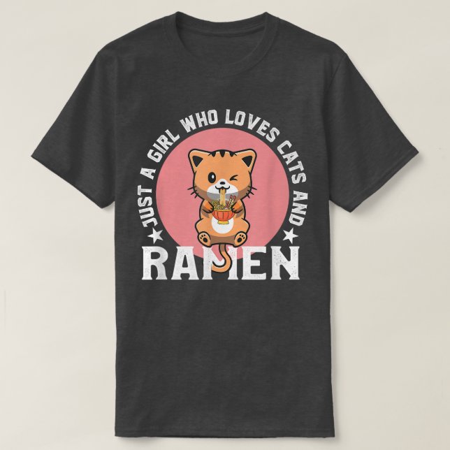 Camiseta Solo un Chica que ama a los gatos y el Ramen Bowl  (Diseño del anverso)