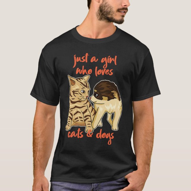 Camiseta Sólo Un Chica Que Ama A Los Gatos Y Perros A Los G (Anverso)