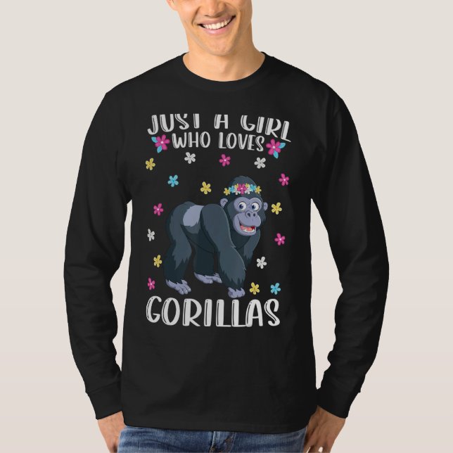 Camiseta Sólo un Chica que ama a los gorilas cute gorila (Anverso)