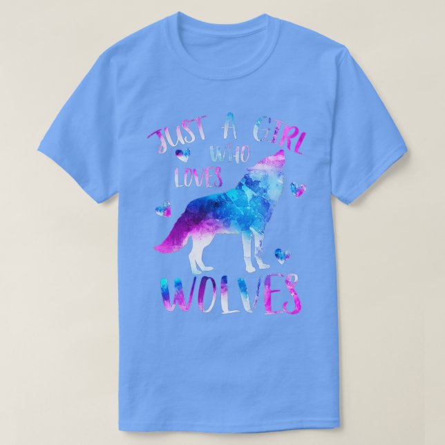 Camiseta Sólo un Chica que ama a los lobos acuarela (Diseño del anverso)