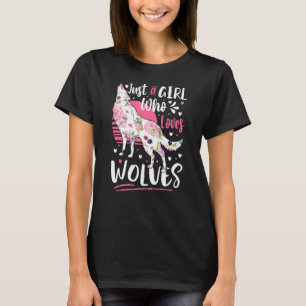 Camiseta Sólo un Chica que ama a los lobos acuarela dulce l