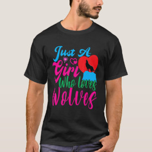 Camiseta Sólo un Chica que ama a los lobos acuarela dulce l