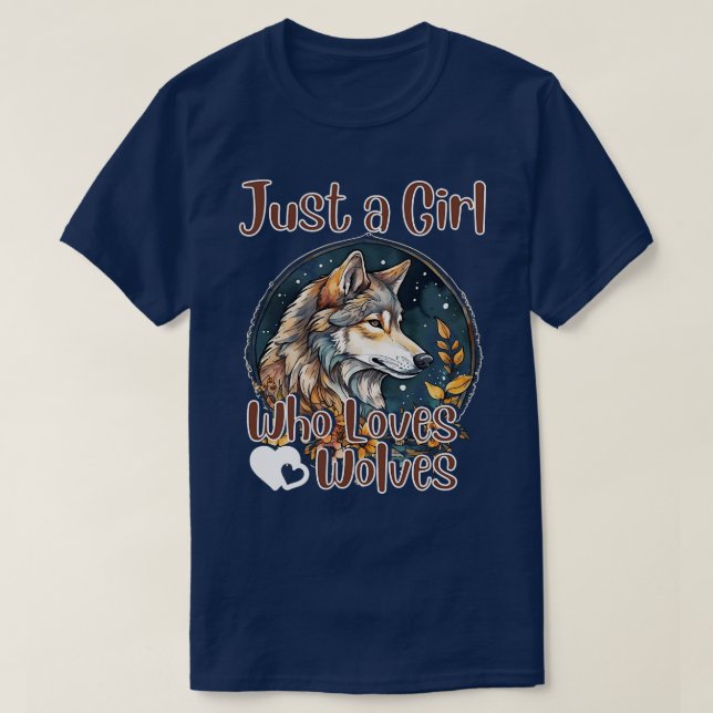 Camiseta Sólo un Chica que ama a los lobos acuarela lobo (Diseño del anverso)