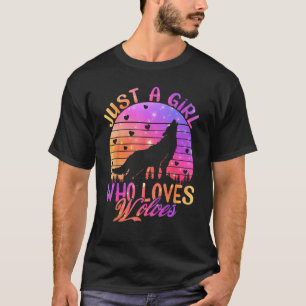 Camiseta Sólo un Chica que ama a los lobos acuarela lobo