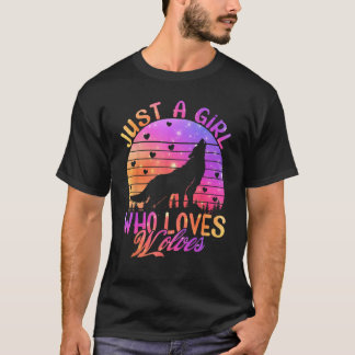 Camiseta Sólo un Chica que ama a los lobos acuarela lobo