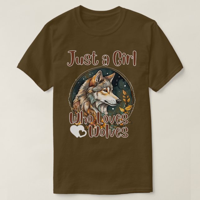 Camiseta Sólo un Chica que ama a los lobos acuarela lobo (Diseño del anverso)
