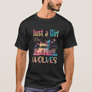 Camiseta Sólo un Chica que ama a los lobos acuarela lobo sa