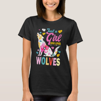 Camiseta Sólo un Chica que ama a los lobos como el lobo
