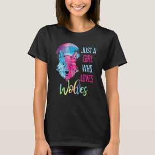 Camiseta Sólo un Chica que ama a los lobos de animales salv