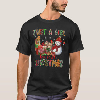 Camiseta Sólo un Chica que ama a los Navidades café pan de