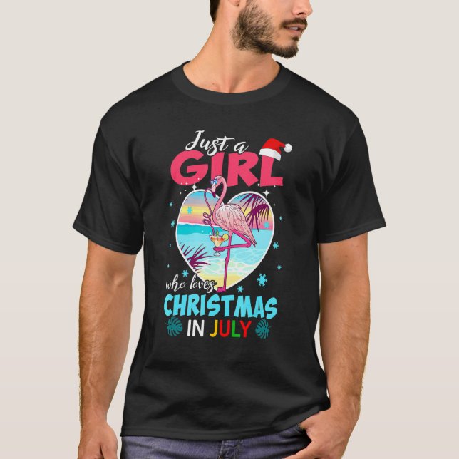 Camiseta Solo Un Chica Que Ama A Los Navidades En Julio Fla (Anverso)