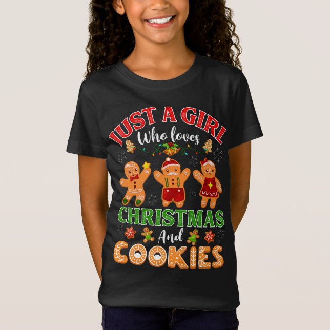 Camiseta Sólo Un Chica Que Ama A Los Navidades Y Cookies Gi (Anverso)