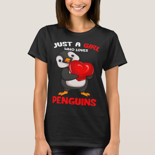 Camiseta Sólo un Chica que ama a los niños Chicas Penguin (Anverso)