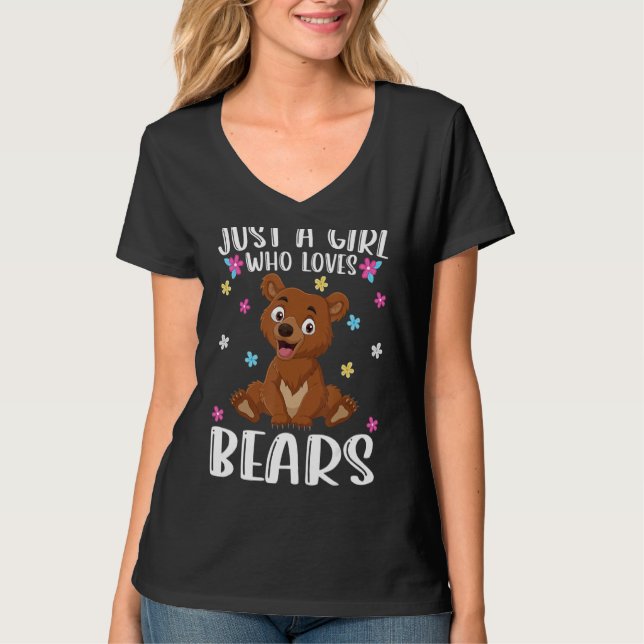Camiseta Sólo un Chica que ama a los osos con un oso lindo (Anverso)