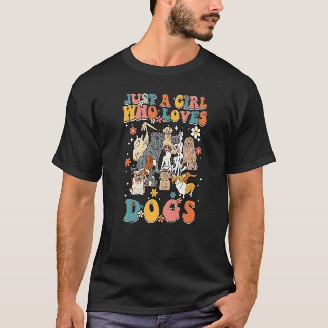Camiseta Solo un Chica que ama a los perros Retro Groovy Do (Anverso)