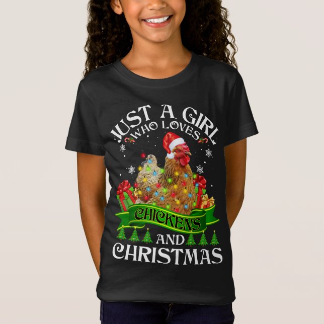 Camiseta Sólo Un Chica Que Ama A Los Pollos Y Navidades Div (Anverso)