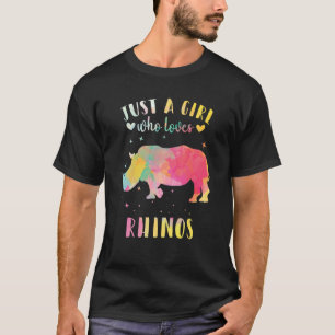 Camiseta Sólo un Chica que ama a los rinocerontes acuarela