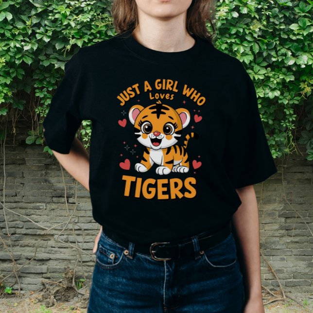 Camiseta Sólo un Chica que ama a los tigres, tigre gracioso (This funny tiger design is great for girls, women, tiger lovers, zoologist, & wildlife enthusiasts.)