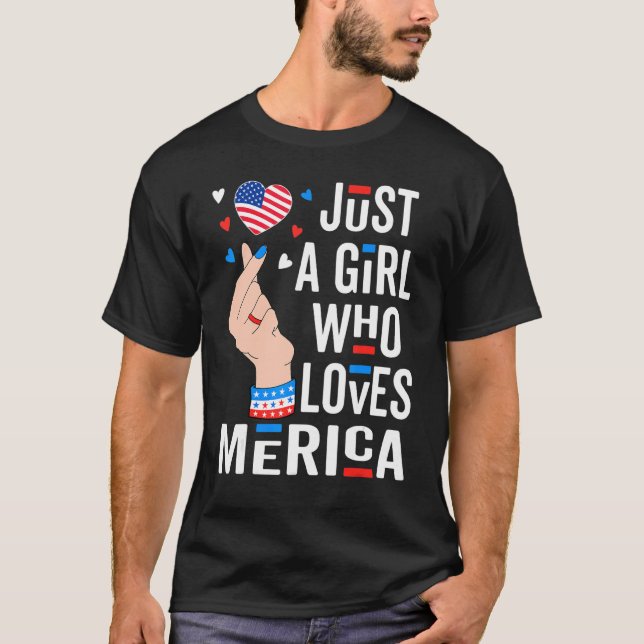 Camiseta Sólo un Chica que ama a Merica el 4 de Julio K Pop (Anverso)