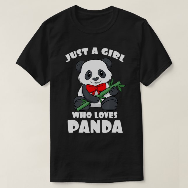 Camiseta Solo un Chica que ama a Panda Bamboo Black Patch B (Diseño del anverso)