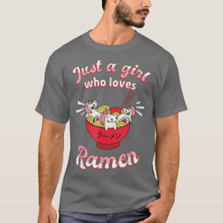 Camiseta Solo un Chica que ama a Ramen Anime Unicorn Kawaii