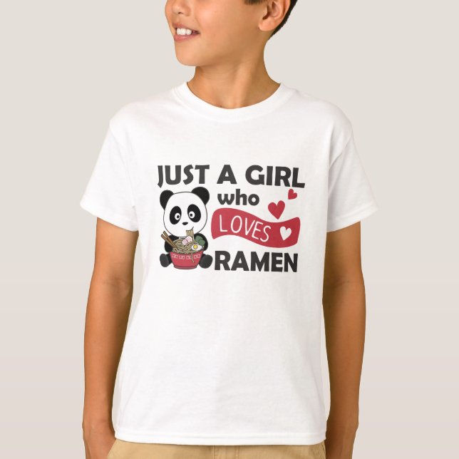 Camiseta Solo un Chica que ama a Ramen Panda Kawaii (Anverso)