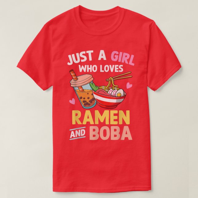 Camiseta Solo Un Chica Que Ama A Ramen Y Boba Adolescente J (Diseño del anverso)
