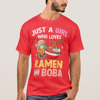 Camiseta Solo Un Chica Que Ama A Ramen Y Boba Adolescente J