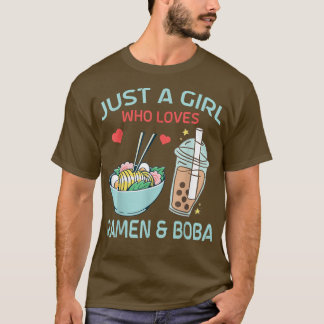 Camiseta Sólo un Chica que ama a Ramen y Boba Bubble Tea 