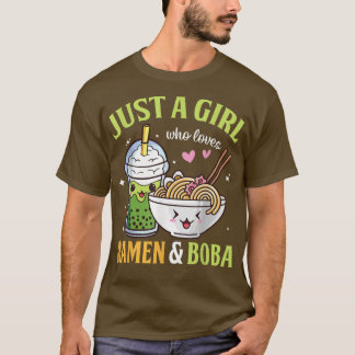 Camiseta Solo un Chica que ama a Ramen y Boba Kawaii Anime 