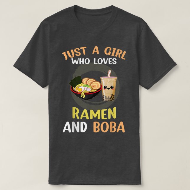 Camiseta Solo Un Chica Que Ama A Ramen Y Boba Kawaii Japane (Diseño del anverso)