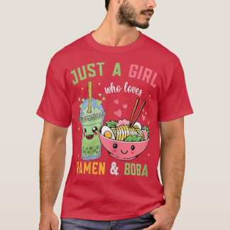 Camiseta Solo Un Chica Que Ama A Ramen Y Boba Kawaii Japane