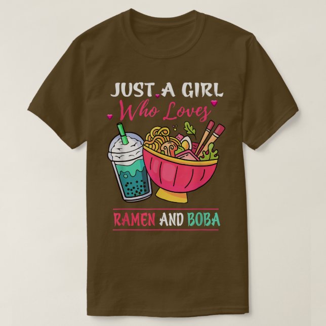 Camiseta Solo Un Chica Que Ama A Ramen Y Boba Tea Kawaii Gi (Diseño del anverso)