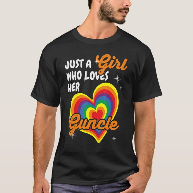 Camiseta Solo un Chica que ama a su tío tío Gay arcoiris (Anverso)