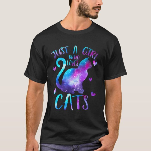 Camiseta Sólo un Chica que ama al dueño de los gatos galaxi (Anverso)