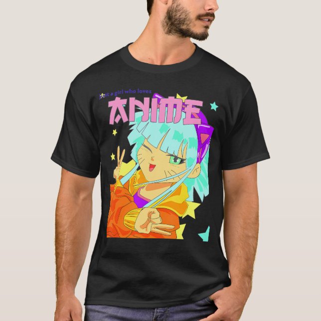 Camiseta Solo un Chica que ama al kidcor Anime Harajuku Kaw (Anverso)