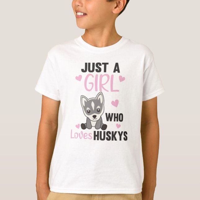 Camiseta Solo un Chica que ama al perro Kawaii Husky de Hus (Anverso)