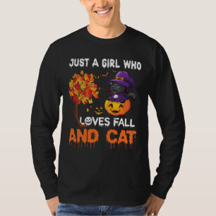 Camiseta Sólo un chica que ama caer y gatito