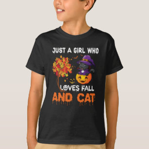 Camiseta Sólo un chica que ama caer y gatito