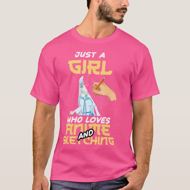 Camiseta Solo Un Chica Que Ama El Ánime Y Esboza Dibujando (Anverso)