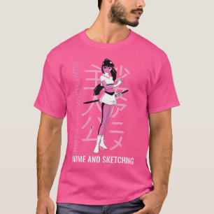 Camiseta Solo Un Chica Que Ama El Anime Y Esboza Japonés