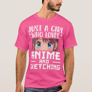 Camiseta Sólo Un Chica Que Ama El Ánime Y Esboza Minimali
